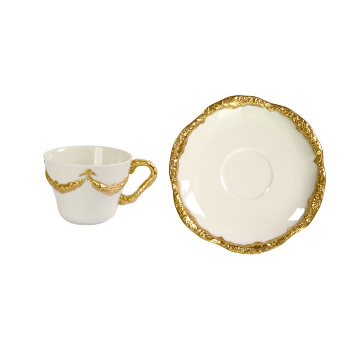 Empire White & Gold Coffee Cup & Saucer