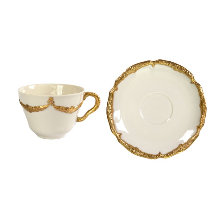 Empire White & Gold Tea Cup & Saucer