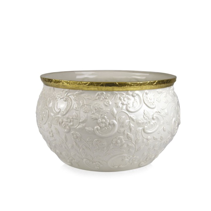 Taormina Large Cachepot - White & Gold