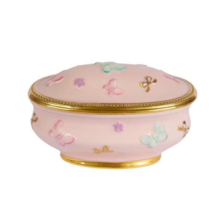 Butterfly Oval Trinket Box - Pink