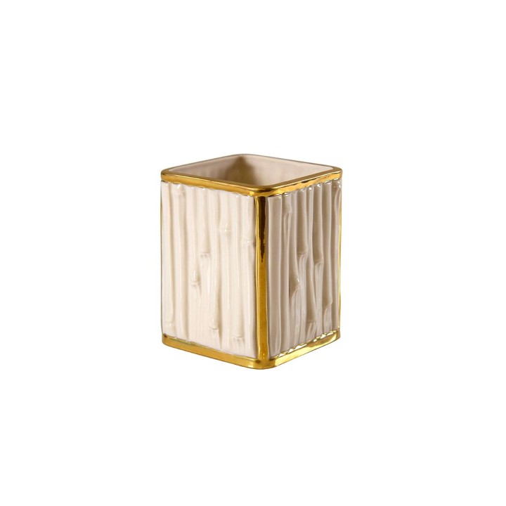 Bamboo White & Gold Bathroom Set