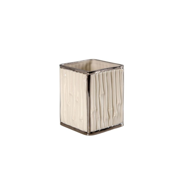 Bamboo White & Platinum Bathroom Set