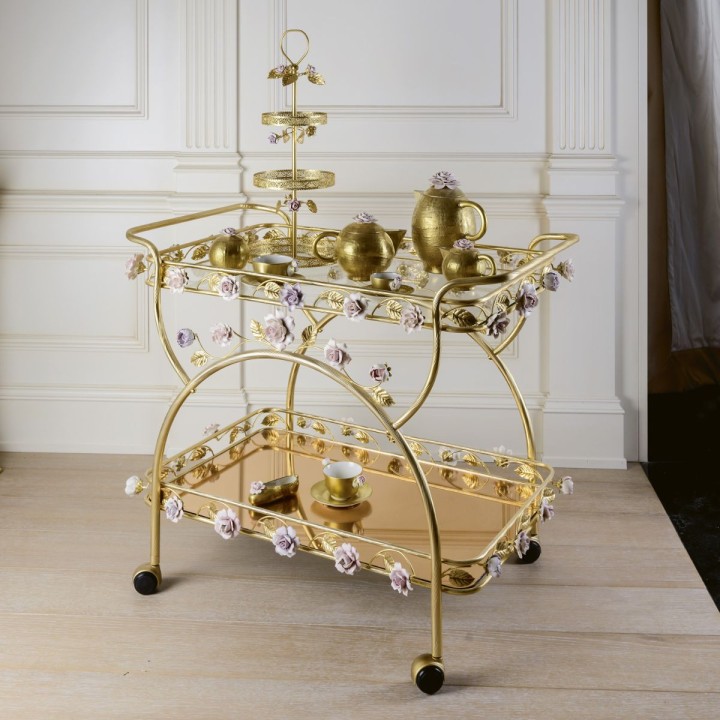 Marie-Antoinette Tea Trolley - Pink & Gold