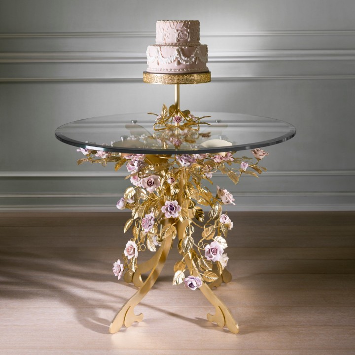 Marie Antoinette Round Dining Table - Gold & Pink