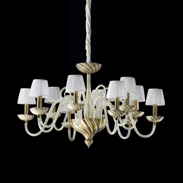 Alba Veneziana Chandelier 12 lights - White & Gold