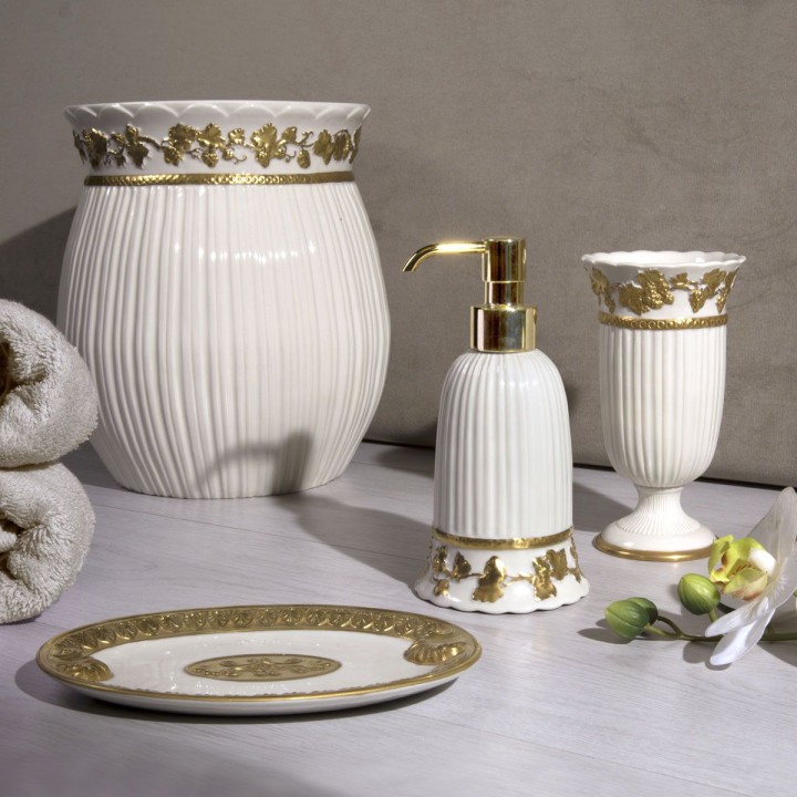 Empire White & Gold Bathroom Set