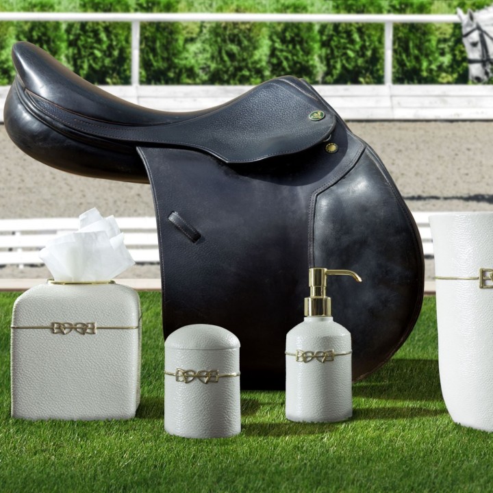 Dressage White & Gold Bathroom Set