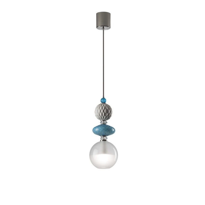 Divas Audrey Pendant Light - Pearl Grey & Turquoise