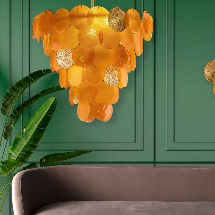 Candy Chandelier - 12 Lights - Mango & Gold