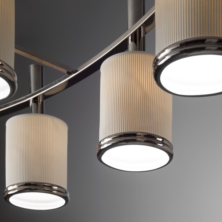 Gilda Oval Chandelier - 8 Lights - White & Platinum