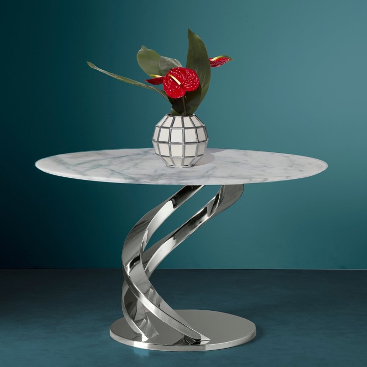 Eclypse Dining Table - Carrara & Chrome