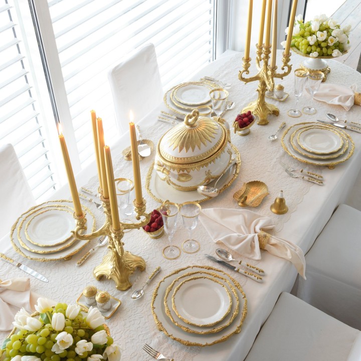 Empire Dining Set - White & Gold